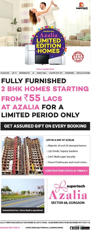 Presenting limited edition 2 BHK homes starting @ Rs. 55 lacs in Supertech Azalia